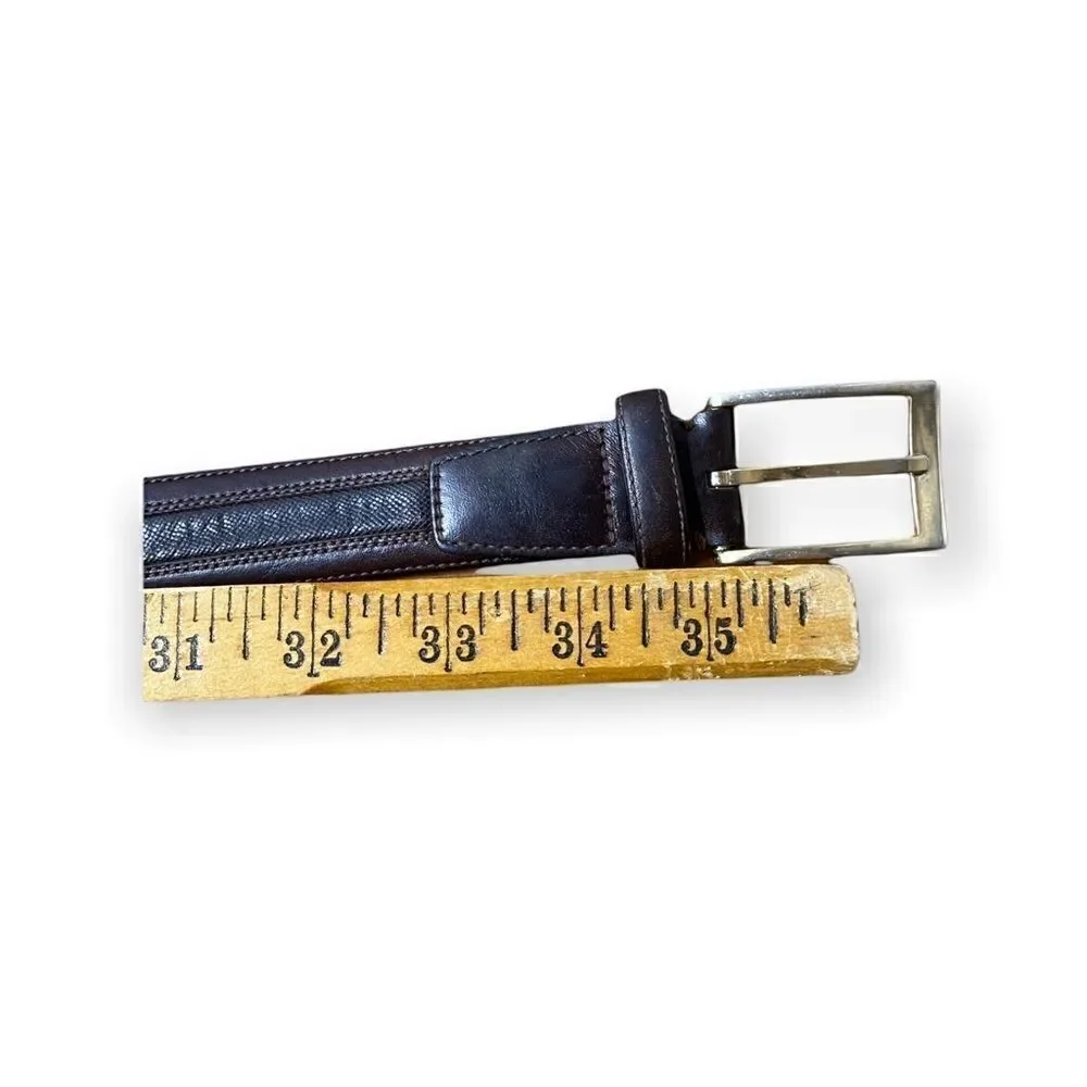 Donald J. Trump Signature Collection brown leather belt with brass buckle 32 /80